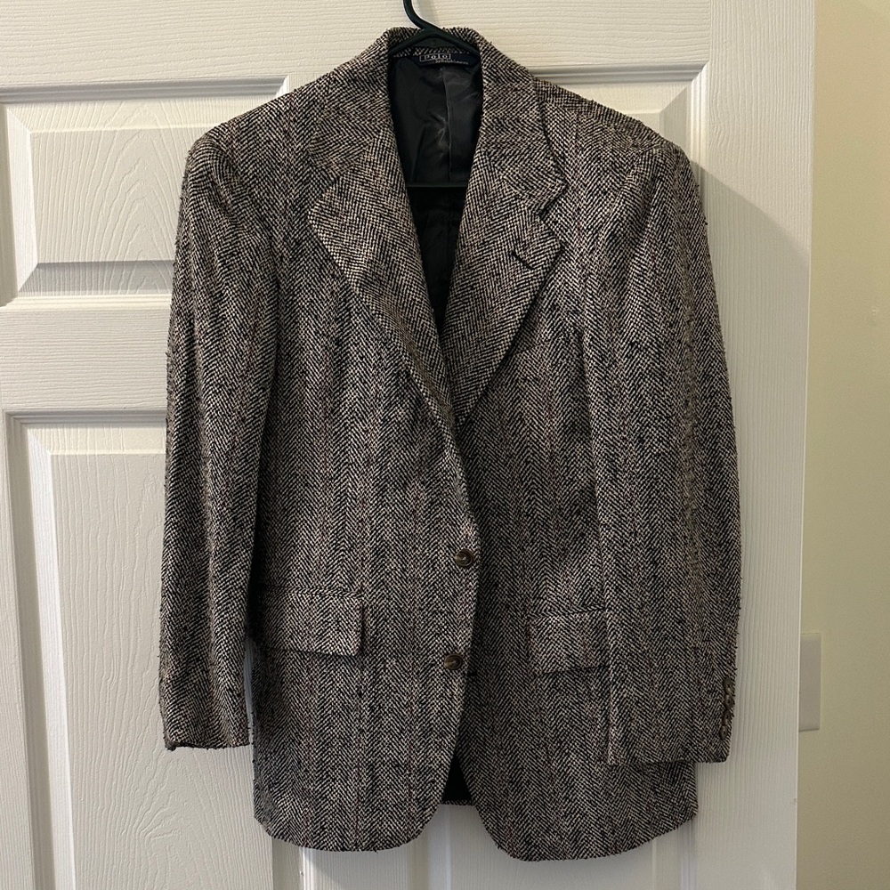 Polo by Ralph Lauren Black and Cream/Taupe Herringbone Blazer